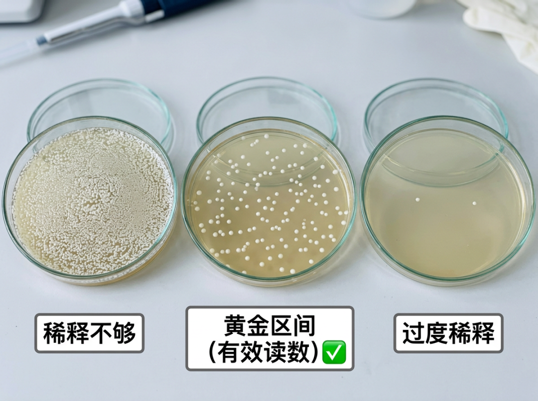 不同密度菌落平板对比图