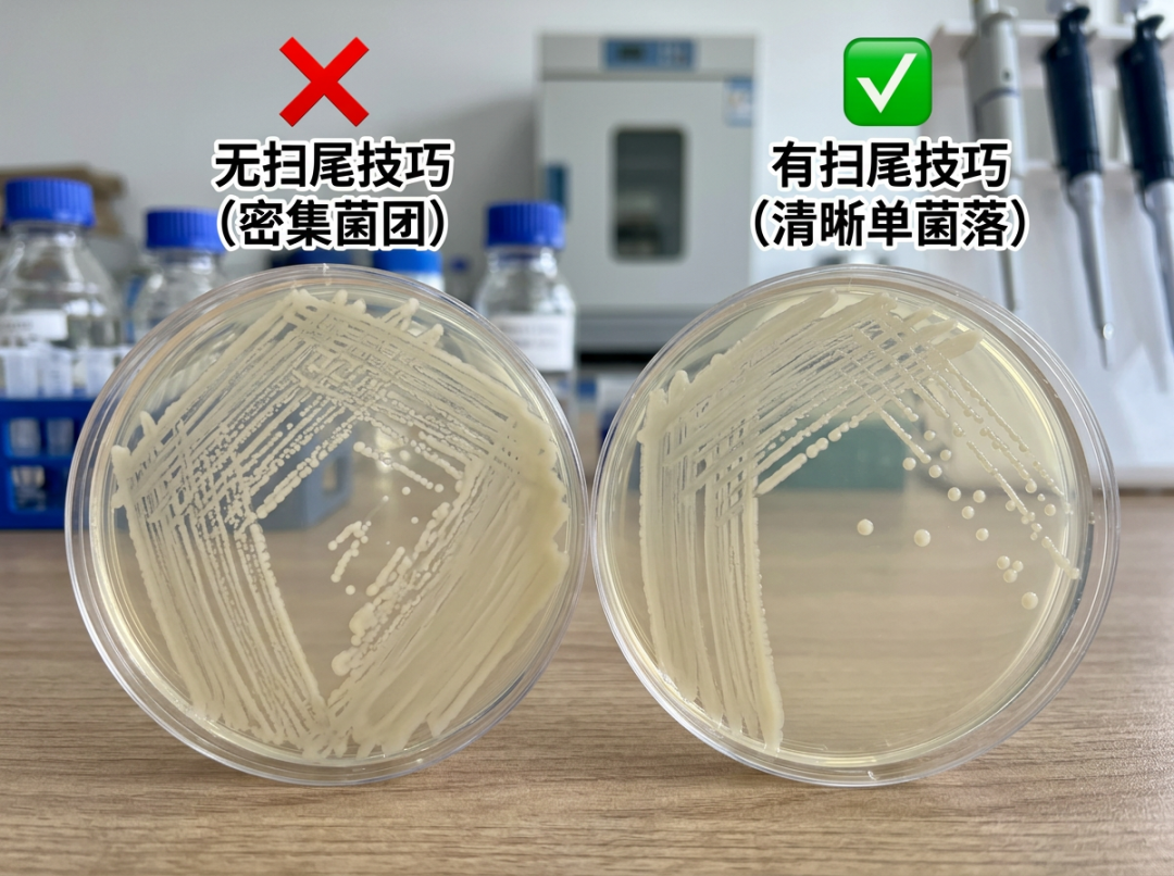 划线扫尾技巧对比图